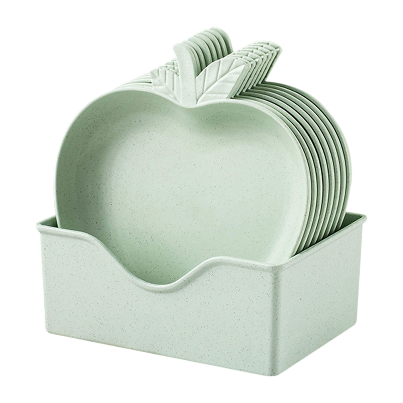 Harlier 10 PSC Wheat Straw Plates Set, 6.7 inches Plastic Plates Lightweight Wheat Straw Plates for Children \u0026 Adult Plastic Plates Reusable, No BPAs and No Chemical Dyes (Green)